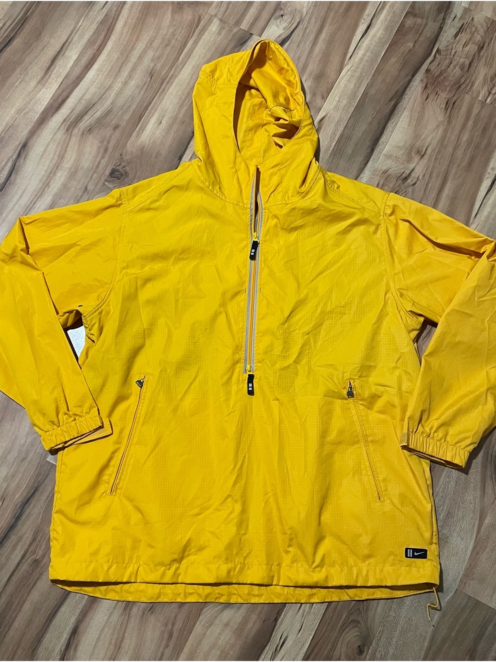 Nike Vintage 90s Pullover Windbreaker Jacket Yellow Hooded Anorak Mens XXL